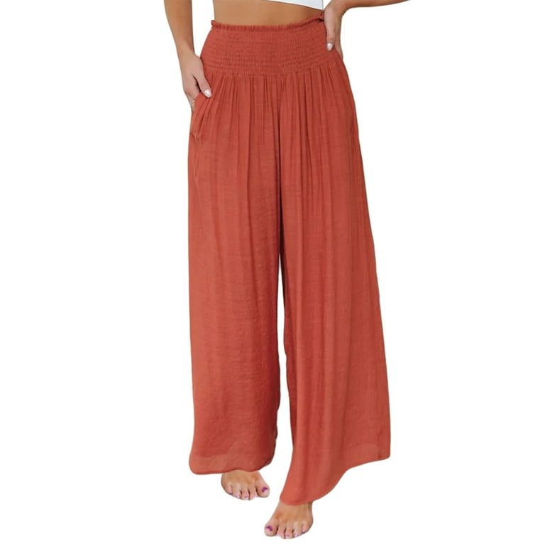 SELONE Palazzo Pants for Women Plus Size Petite Wide Leg Trendy Casual  Summer Long Pant Fashion Spring/ Versatile Pants for Everyday Wear Running