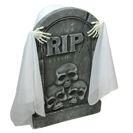 Tombstone Yard Decorations Northlight Seasonal Lighted Rising Ghost Behind a Tombstone Animated Halloween Decoration with Sound ()