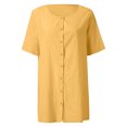 thumbnail image 4 of Women Blouses Scrub Star Tops Women Cool Long Sleeves Undershirt Long Sleeve Short Sleeve Scrub Tops Womens Loose Womens Short Denim Shirt Striped Top Shirts Ladies Yellow 2XL, 4 of 5