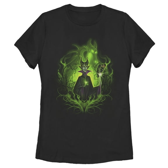 Women's Sleeping Beauty Dark Detailed Maleficent  Graphic Tee Black Medium
