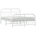 Bed frame with head and footboard metal white 183x213 cm