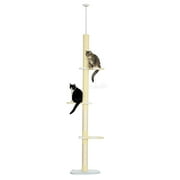 PawHut 4-Tier Floor to Ceiling Cat Tree Height Adjustable 87 - 103 Inch