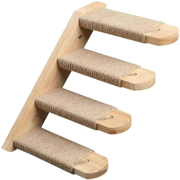 Esquirla Cat Staircase Mounted Space Saving Hemp Rope Home Perch Cat Climbing Shelf Stair 4 Steps 40x22x6cm