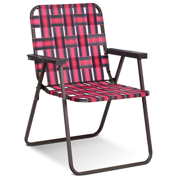 Spaco 6 Pieces Folding Beach Chair Camping Lawn Webbing Chair-Red, High Beach Chair for Adults Heavy Duty, Portable Patio Chair, Camping Chair for Yard, Garden
