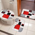 thumbnail image 5 of Black Red Square Bathroom Rugs Set Geometric Abstract Non Slip Absorbent Soft Bath Mats 3 Piece Set with Bathroom Rug, U-Shaped Floor Mat, Toilet Seat Cover Small Size, 5 of 9