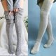 thumbnail image 2 of Calcetines altos YONGSHENG grises hasta el muslo para mujer calentadores de piernas largos y cálidos, 2 of 5