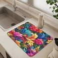 thumbnail image 6 of Dish Drying Mat Absorbent Dish Drainer Kitchen Counter 15.7x11.8inch Dish Drying Pad for Countertops Sinks Draining Racks Colorful Swirls and Flowers, 6 of 9