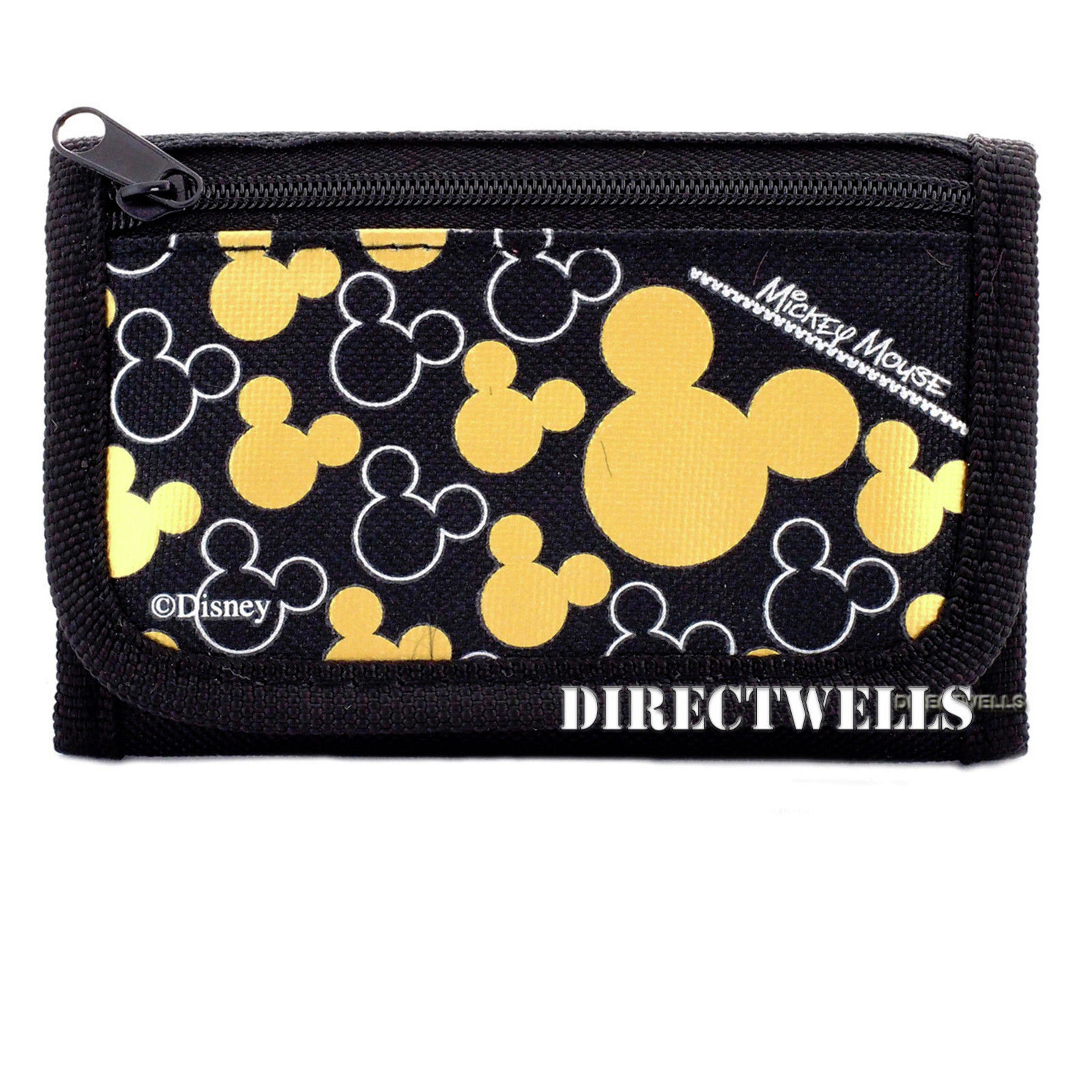 Disney Mickey Mouse Black Gold Trifold Wallet