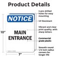 thumbnail image 2 of (2 Pack) Main Entrance OSHA Notice Sign 7 Inch X 10 Inch Plastic Sign, Weather Resistant, UV Protected for Workplace, Business, and Construction Site, Made in the USA, 2 of 8