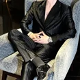 thumbnail image 4 of Trajes y blazers completos para hombre, conjunto de 2 piezas de lujo para jóvenes, color sólido, para caballero, nuevo, ropa de corte entallado, elegante, clásico, 4 of 5