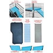 LARGE Dexlue Full Double Unit Two Story Small Animal Critter Rolling Cage Ferret Habitat Mouse Rat Gerbil Home Guinea Pig House Tight 1/2-inch Wire Spacing Chinchilla Sugar Glider Hedgehog