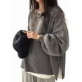 thumbnail image 2 of Women'S Long Sleeve Crewneck Jumper with Side Slit, Casual Soft Ribbed Knit Fall Winter Pullover Sweater, 2 of 7