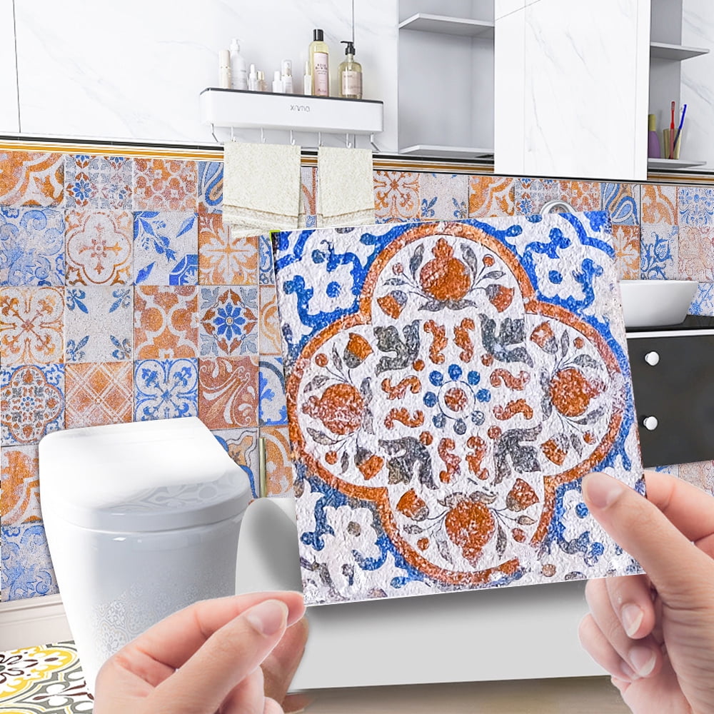 Details about   24Pcs 3D Classic Moroccan Style Tile Effect Wall Stickers Bathroom Self-Adhesive