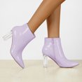 thumbnail image 2 of Unique Bargains Women's Clear Heel Pointed Toe Block Heel Ankle Boots, 2 of 7