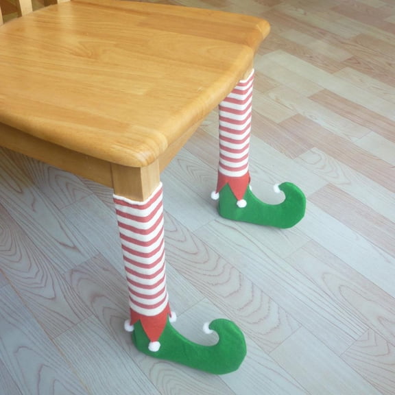 4pcs Christmas Stripe Chair Foot Sleeve Protector Xmas Decor