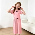 thumbnail image 6 of Amidoa Girls 2 Piece Outfits Summer Clothes Solid Color Cute Short Sleeve T-Shirt and Shorts Casual Kids Clothing Sets,Pink Size 2T, 6 of 9