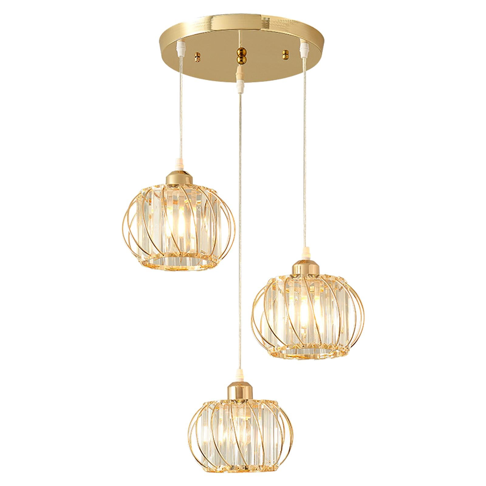 Suspension LED Cristal Moderne 3 Couleurs - Luminaire Îlot Cuisine Salon Chambre - Or
