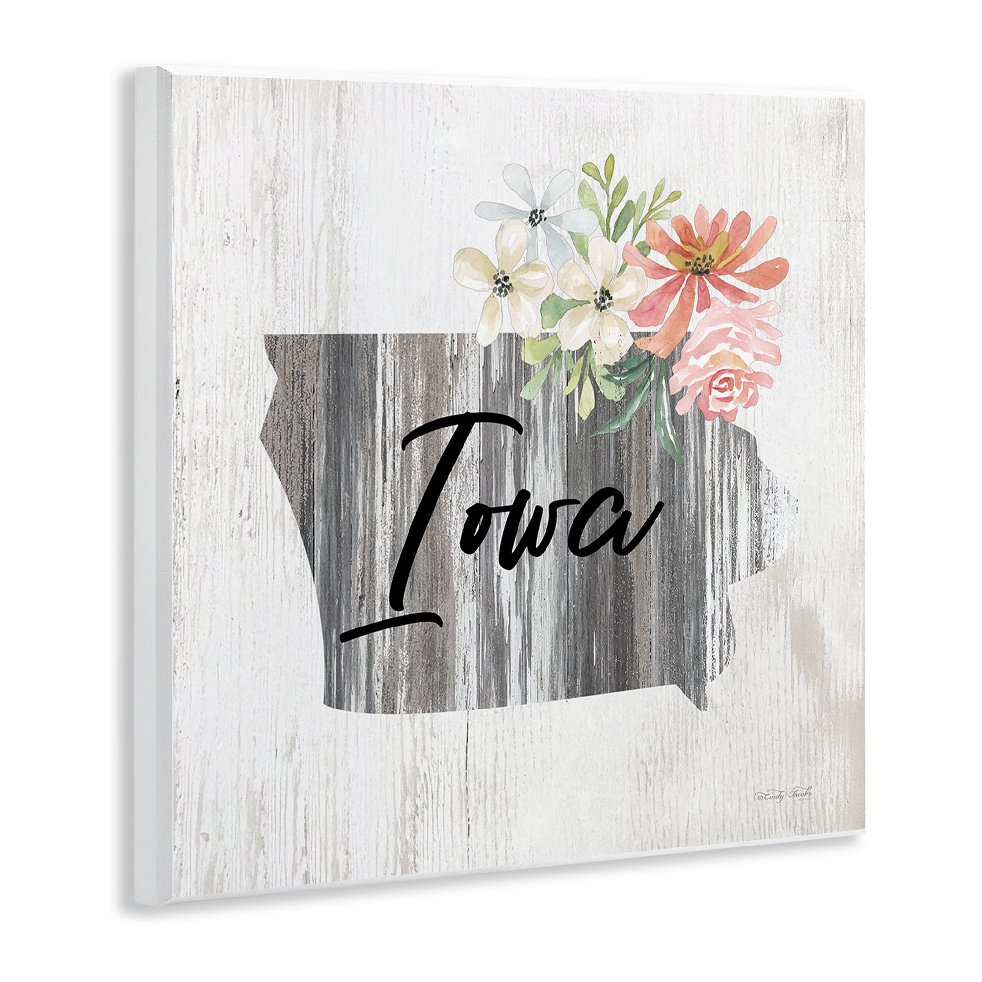 Stupell Industries Shabby Chic Iowa Botanical & Floral Painting Unframed Art Print Wall Art, 12 x 12