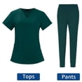 thumbnail image 4 of Conjuntos de uniformes de enfermería para mujer Sunnimix uniforme de trabajo duradero que absorbe el sudor camisetas de manga corta pantalones Verde L, 4 of 8