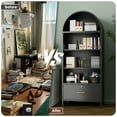 thumbnail image 6 of Gaeanet 73''H Metal Arched Bookshelf Filing Cabinet with 1 Drawer & Lock,Arch Display Bookcase Storage Cabinet with Shelves & Hanging Bar for Office,Living Room,Library, Assembly Required,Black, 6 of 9