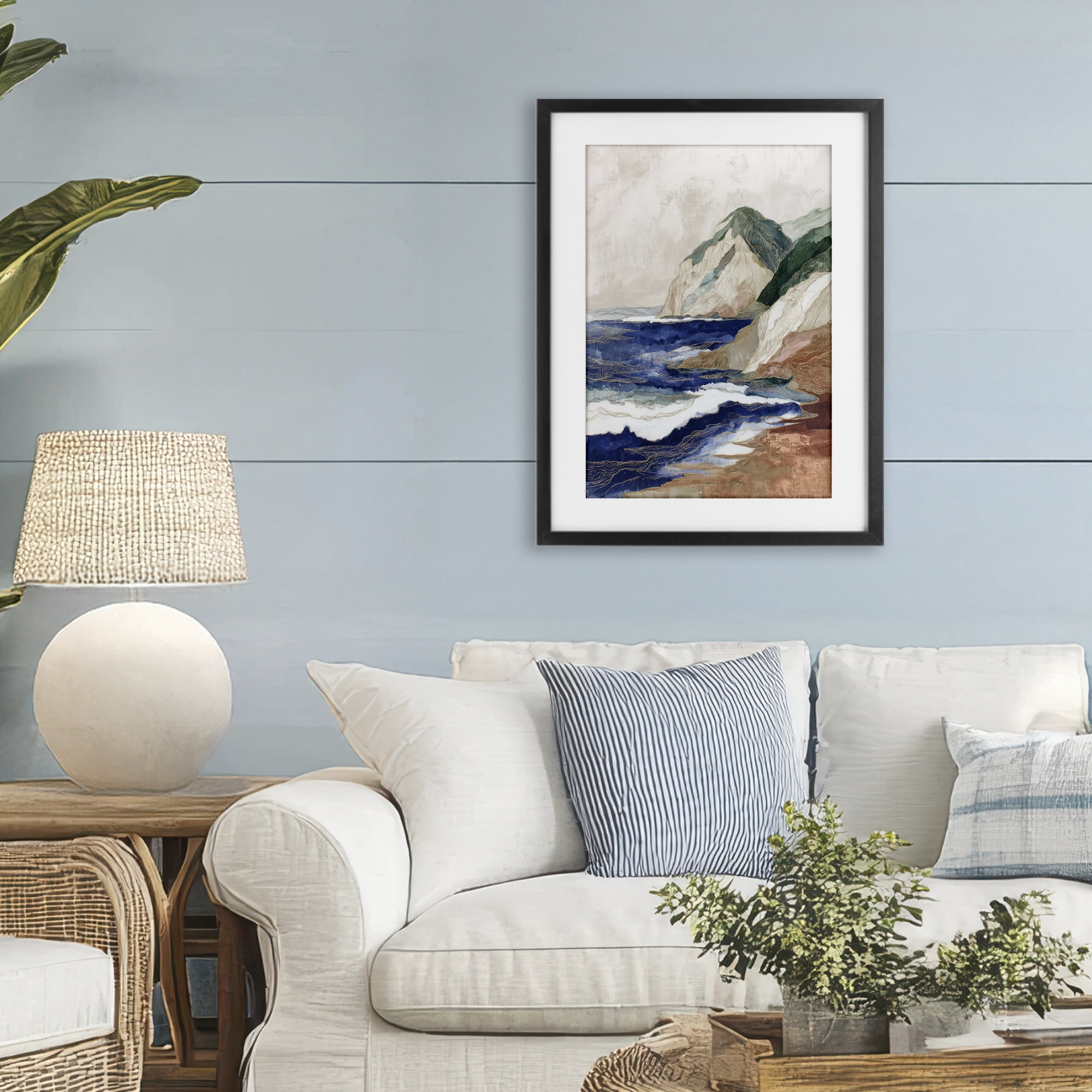 Stupell Industries Cliff Next To The Sea Black Framed Print Under Glass, design by Chromatic Storm Studio
