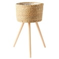 thumbnail image 1 of Maceta tejida de madera con patas de apoyo, cesta para macetas, cesta para flores de madera, 1 of 8