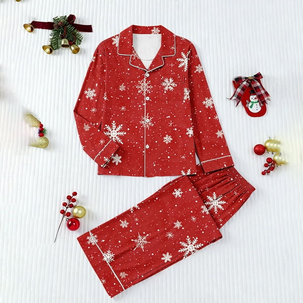 Puyaiuu Women 2 Piece Christmas Satin Pajama Set Cute Print Long Shirt Loose Shorts Matching Set Loungewear Gift