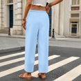 thumbnail image 5 of XFLWAM Capris Pants for Women Summer Baggy Elastic High Waist Cropped Trousers Casual Loose Wide Leg Pallazzo Pants Light Blue L, 5 of 9