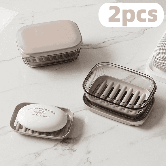 Aiteng 2 Pack Portable Bar Soap Holder, Leakproof Soap Dish with Lid for Traveling Bathroom Shower School Campin