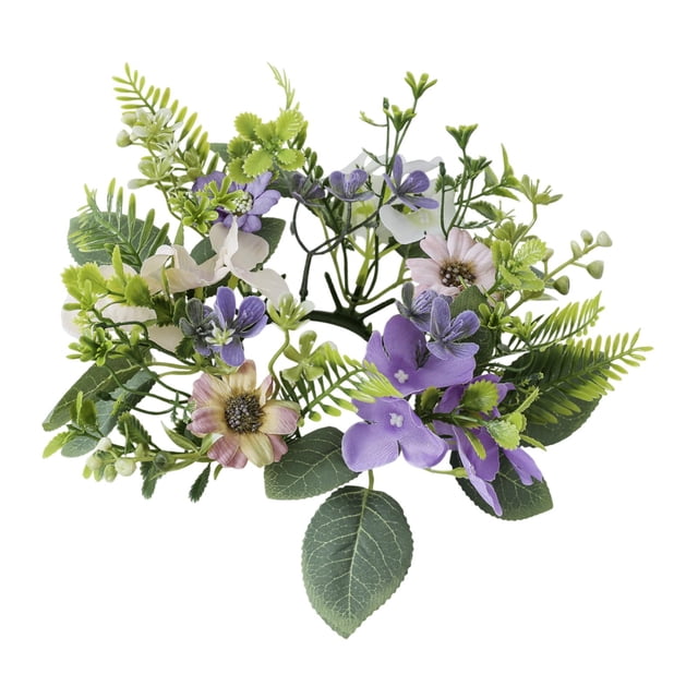 Coronas de velas en forma de anillo,Centro de mesa con guirnalda de velas y corona de aro,Anillo de vela con hojas y flores artificiales de primavera,Anillos para velas Anillo para velas de té