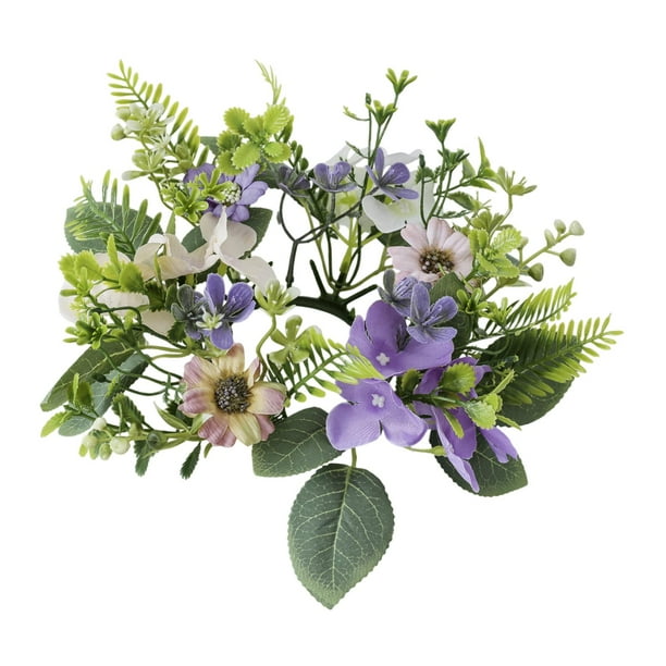 Coronas de velas en forma de anillo,Centro de mesa con guirnalda de velas y corona de aro,Anillo de vela con hojas y flores artificiales de primavera,Anillos para velas Anillo para velas de té