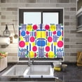 thumbnail image 4 of Yayeee Kitchen Curtains Tier Pair Light Filtering 27"x24" Rod Pocket Short Cafe Window Panel, Red Retro Shapes, 4 of 7