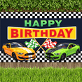 thumbnail image 6 of Checkered Design Birthday Banner Car Theme Racing Cars Happy Birthday Flags for Kids Party Race Day Event, 6 of 7