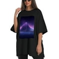 thumbnail image 4 of Plus Size Shirt for Women Black Tops for Women Short Sleeves Shirt for Women Mountain T Shirt Crewneck Shirt for Women XL, 4 of 5