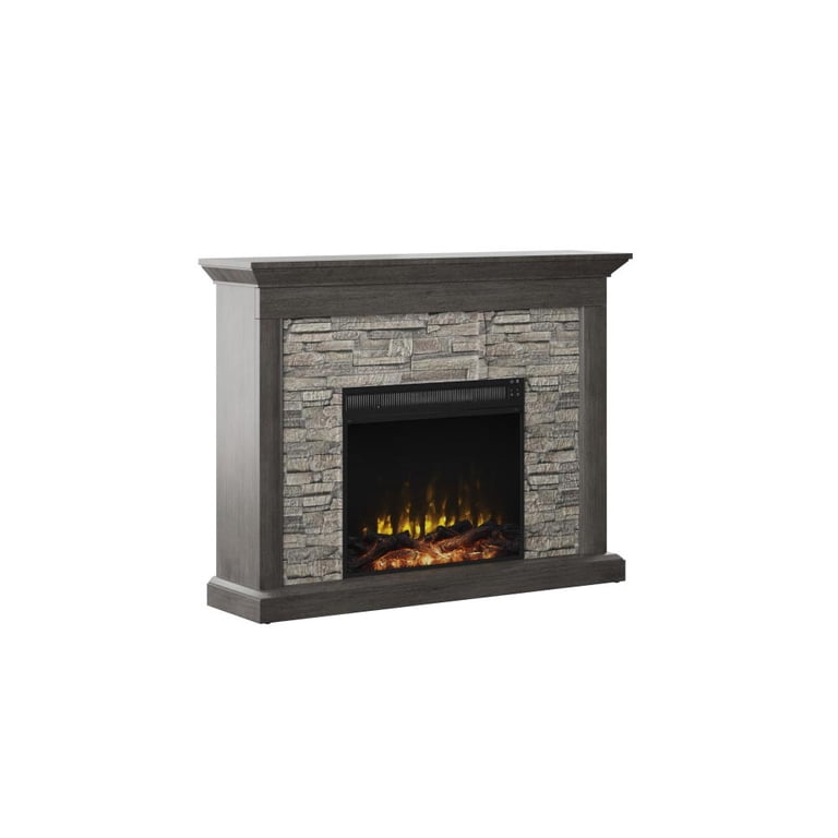 Twin Star Home 36H Rustic Wall Mantel Electric Fireplace with Stacked Stone  Look in Weathered Gray - Walmart.com