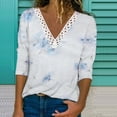thumbnail image 1 of ICHUANYI Clearance Casual Women's V Neck Summer Sexy Gradient Print Regular Women's Long Sleeve Top(Blue, XL) ICHUANYI WER2023081108168, 1 of 5