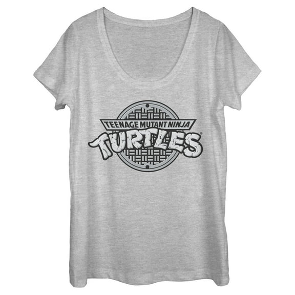 Women's Teenage Mutant Ninja Turtles Sewer Logo Scoop Neck Athletic Heather 2X Large
