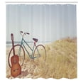 thumbnail image 2 of Ambesonne Blue Shower Curtain, Old Vintage Guitar Beach, 69"Wx84"L, Blue, 2 of 4
