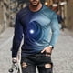thumbnail image 1 of Blusas y camisas de manga larga con cuello redondo para hombre, blusa informal de manga larga con cuello redondo y estampado de rayas, blusa de poliéster para hombre, 1 of 5
