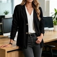 thumbnail image 4 of Chiccall Women’s Sweatshirt Blazer Jacket, Long Sleeve Lapel Shoulder Pads Lined Office Casual Sport Coat with Pockets, Loose Fit Work Outerwear for Daily Business, 4 of 8
