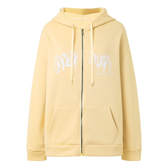 XIAOCHA Men's Letter Print Hoodie Oversized Long Sleeve Hooded Full Zip Sweatshirt Soft Streetwear Casual Hoodies