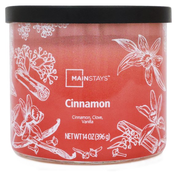 Bougie parfumée Mainstays à 3 mèches, enveloppée texturée à la cannelle, 14 oz