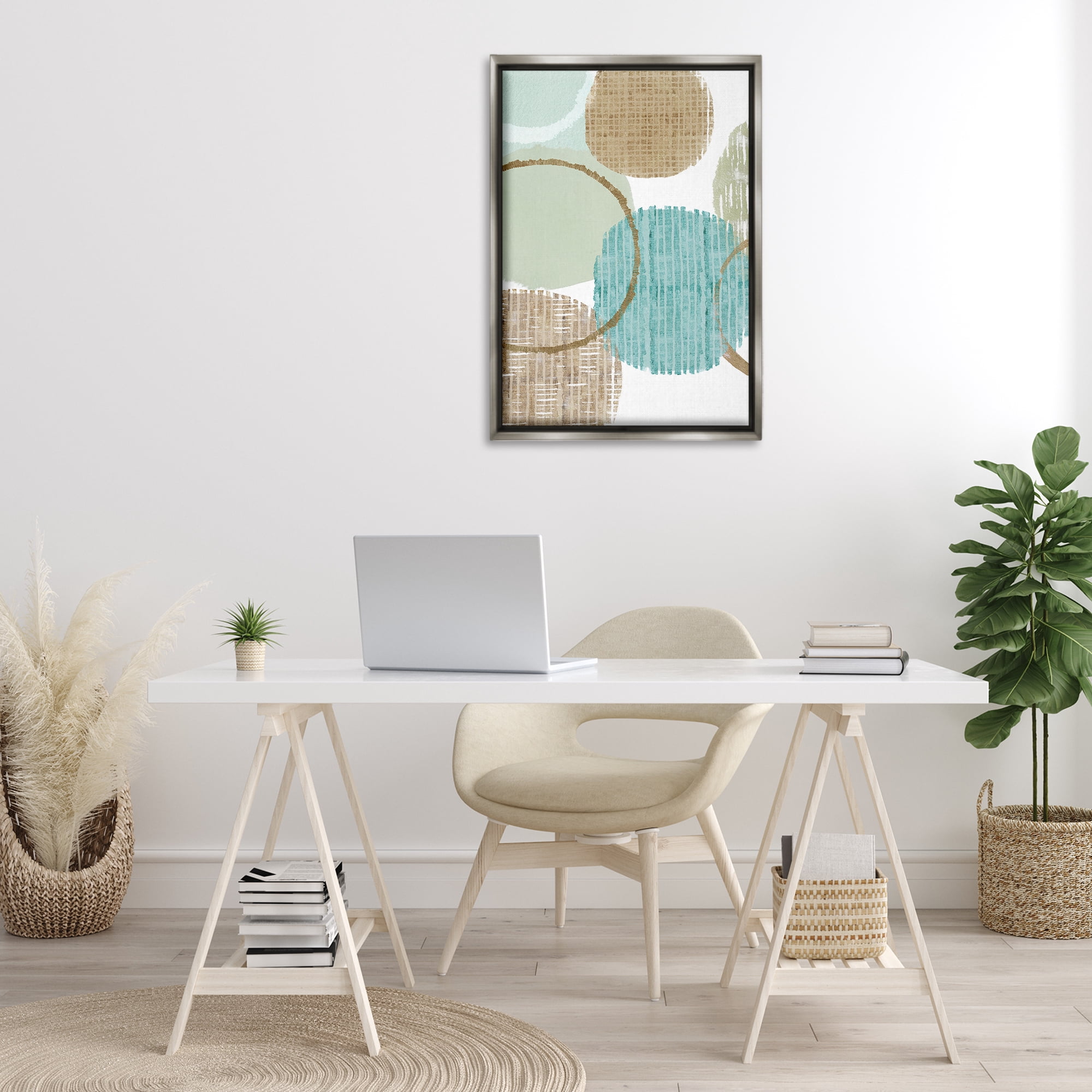 Stupell Industries Good Times Ahead Shapes Abstract Painting Gray Floater Framed Canvas Art Print Wall Art, 21 x 31