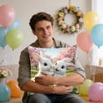 thumbnail image 6 of JoyMoreHome Easter Faux Embroidery Plush Bunny Printed Throw Pillow Cover, 17.7x17.7 Inch Cute Pattern Cushion Cover, for Easter Party, Car, Office, Sofa, Bed, 6 of 6