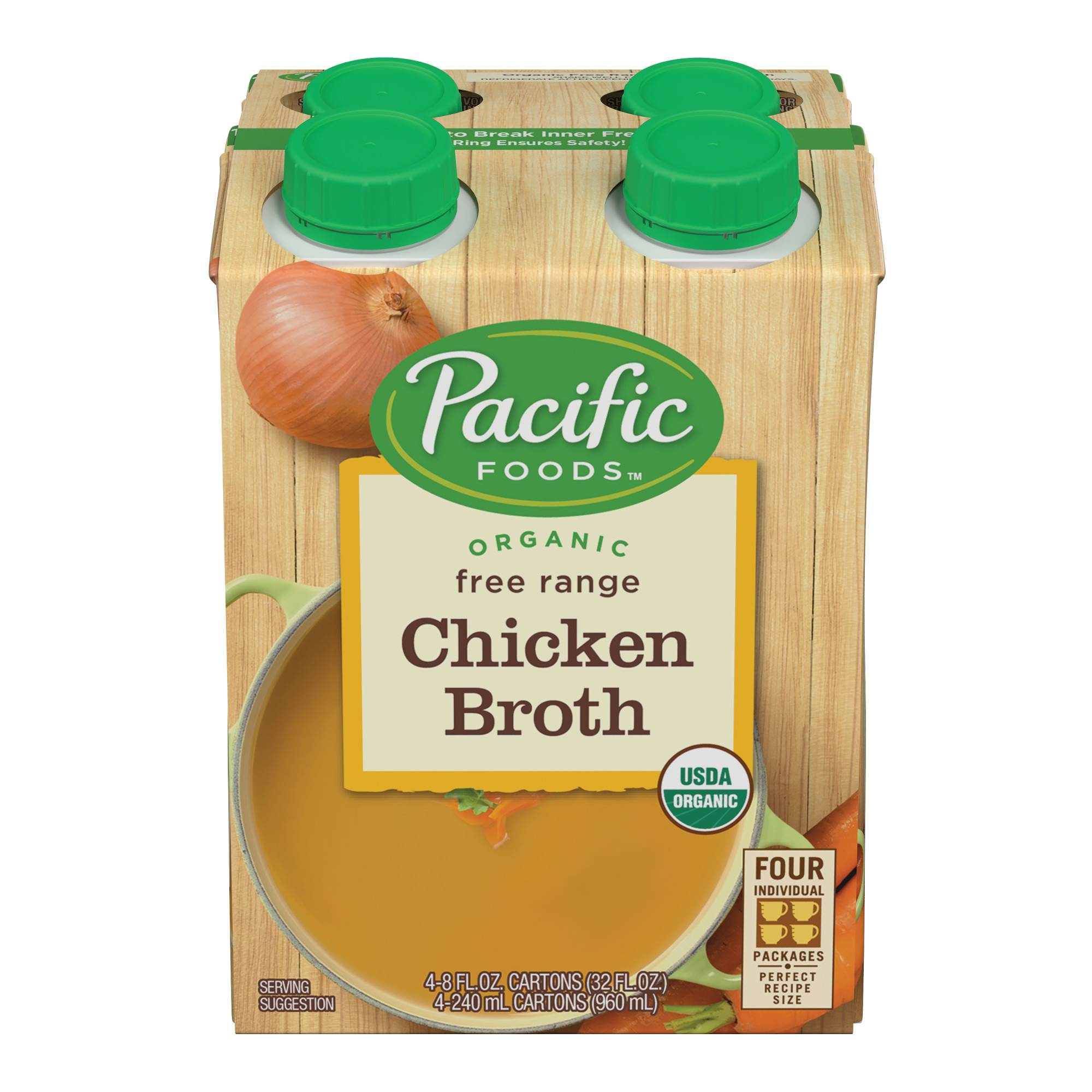 Pacific Foods Organic Free Range Chicken Broth, 8oz, 4pack Walmart