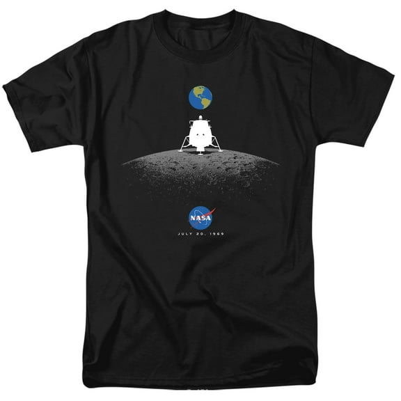 Nasa Moon Landing Simple Adult 18/1 T-Shirt Black