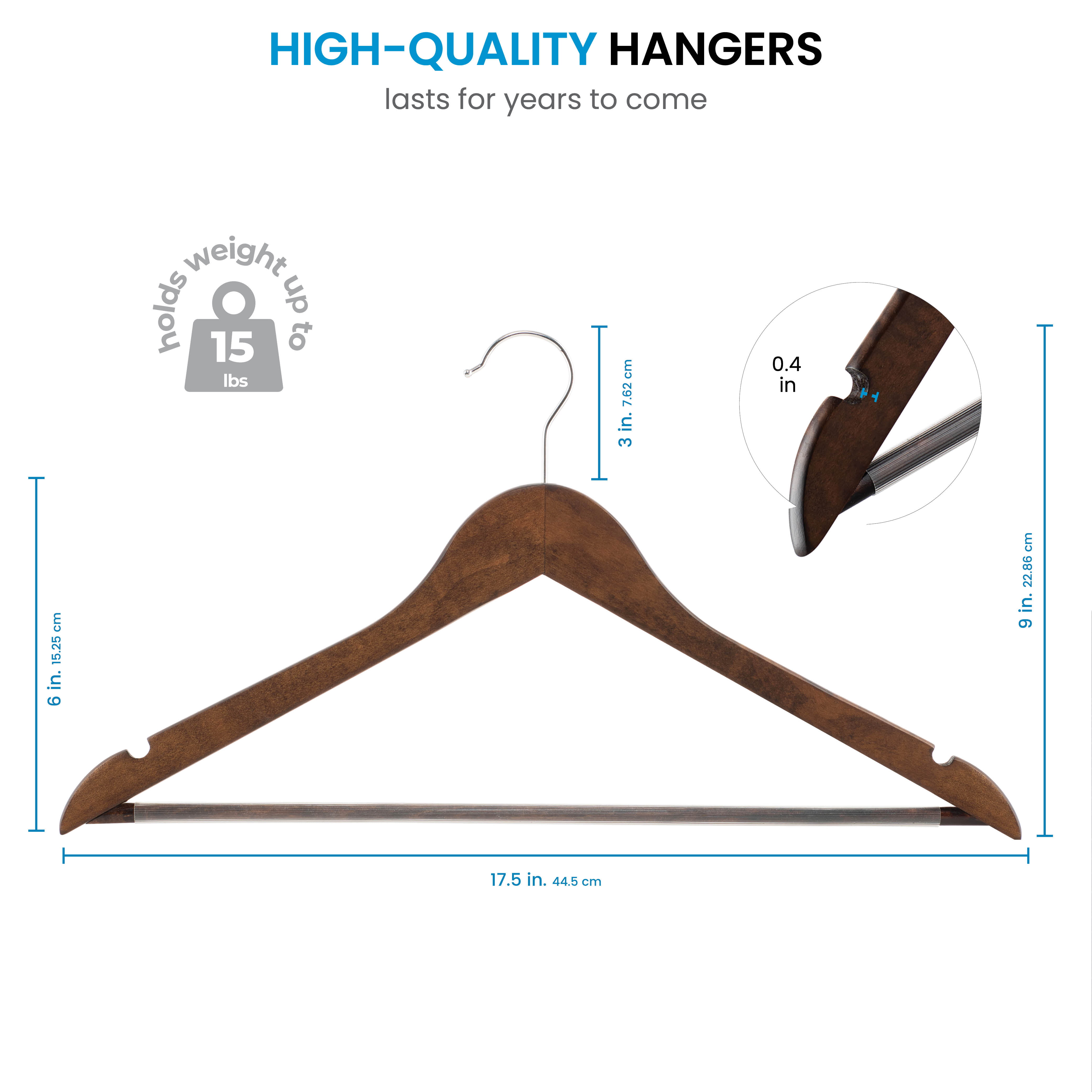 Bundle 10 wooden adult hangers trouser bar shoulder notch Excellent condition 