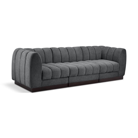 Meridian Furniture Quinn 101" 3-Piece Fabric Modular Sofa in Dark Gray