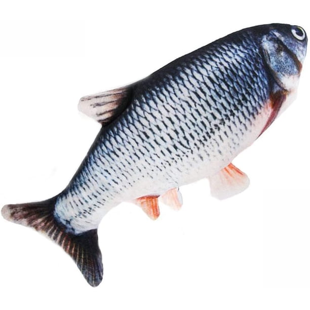 Juguete eléctrico para gatos FISH con hierba gatera - juguete de peluche interactivo analógico lavable, juguete balancín recargable FISH con cable USB para gatos y mascotas