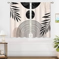thumbnail image 4 of Grey Beige Abstract Mid Century Small Kitchen Curtains Leaf Window Treatment Boho Modern Cafe Short Curtains for Bathroom Dining Room Minimalist Geometric Tier Treatment Drapes 27.5x39 inch, 4 of 6